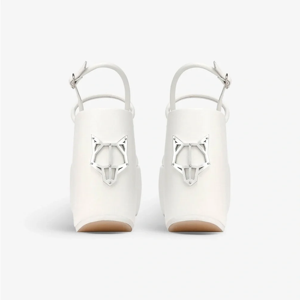 Naked Wolfe Mystery White Platform Wedges NEVER WORN - Picture 2 of 6